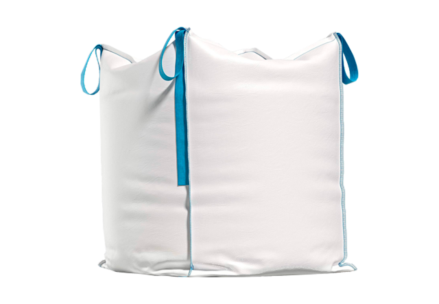Big bag avec des poignées bleues pour le transport de matériaux en vrac.